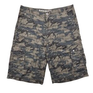 Vintage Y2K Seven Souls Camo Plaid Cargo Shorts‎ Urban Skater Green Mens 34